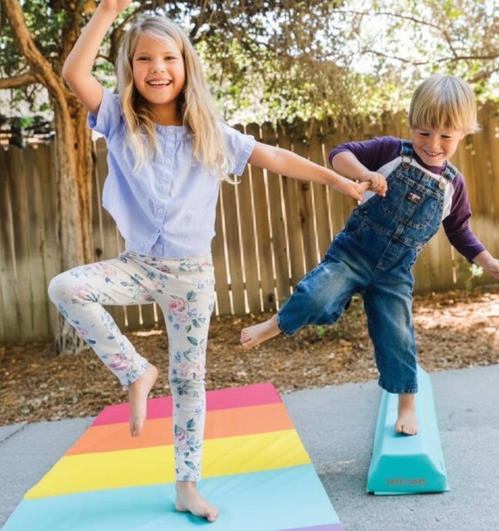 Balance Beam – Portable Gymnastics Beam, Gymnastics Equipment for Home with Anti-Slip Base, Lightweight-Extra Firm, Holds Up to 200lbs, Toddler to Adult Age
